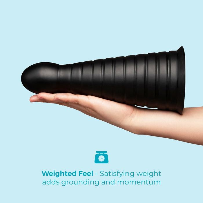 b-Vibe Cone 10 in. Tapered & Ribbed Dildo with Suction Cup