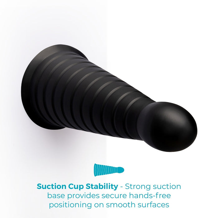 b-Vibe Cone 10 in. Tapered & Ribbed Dildo with Suction Cup