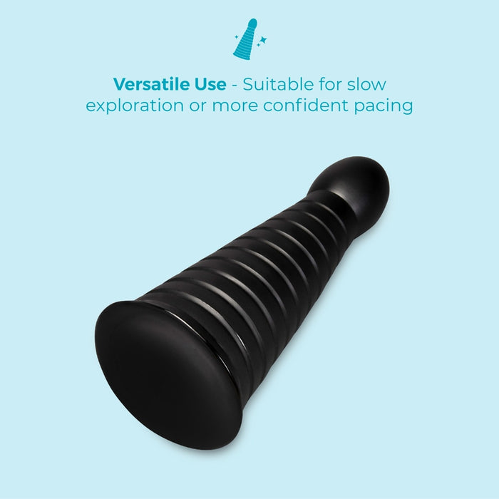 b-Vibe Cone 10 in. Tapered & Ribbed Dildo with Suction Cup