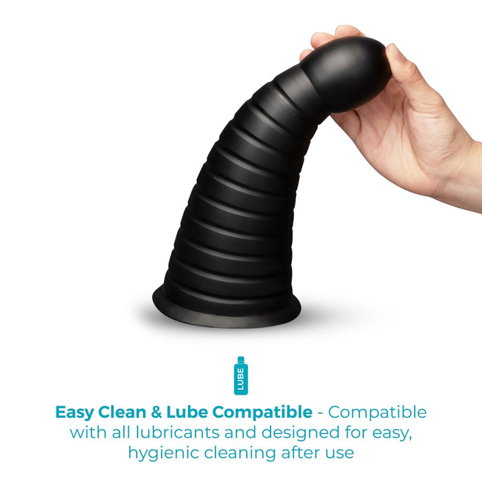 b-Vibe Cone 10 in. Tapered & Ribbed Dildo with Suction Cup