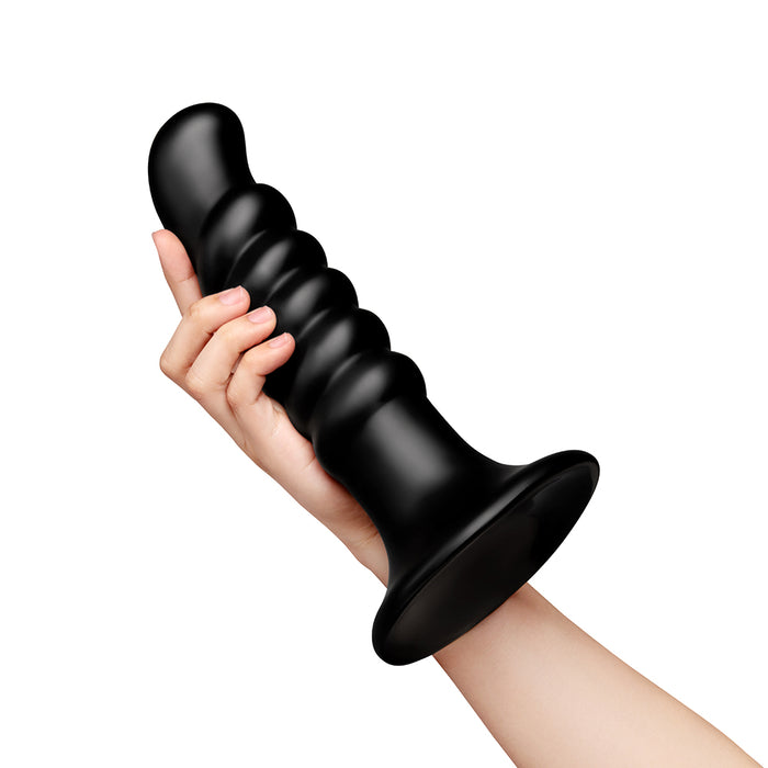 b-Vibe Krush 9.5 in. Curved & Ribbed Dildo with Suction Cup