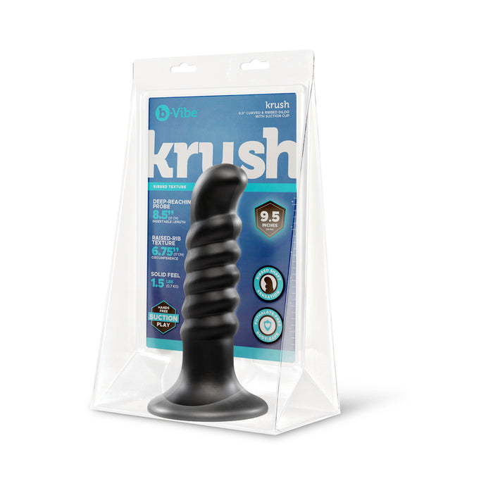 b-Vibe Krush 9.5 in. Curved & Ribbed Dildo with Suction Cup