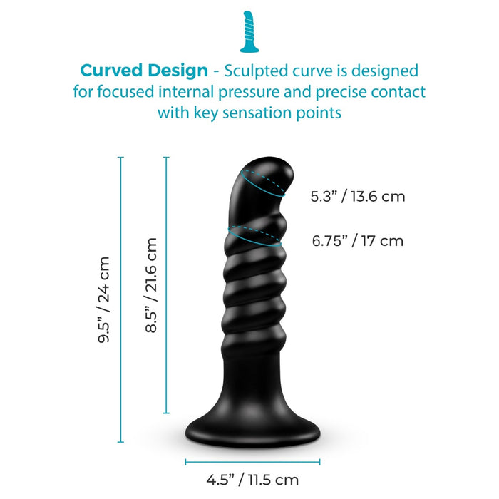 b-Vibe Krush 9.5 in. Curved & Ribbed Dildo with Suction Cup
