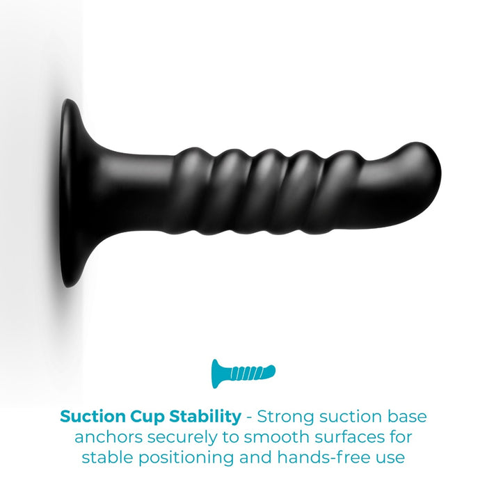 b-Vibe Krush 9.5 in. Curved & Ribbed Dildo with Suction Cup