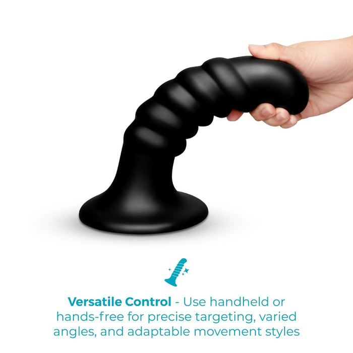 b-Vibe Krush 9.5 in. Curved & Ribbed Dildo with Suction Cup