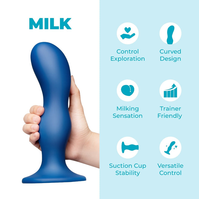 b-Vibe Milk 8.5 in. Curved Anal Trainer with Tapered Tip and Suction Cup