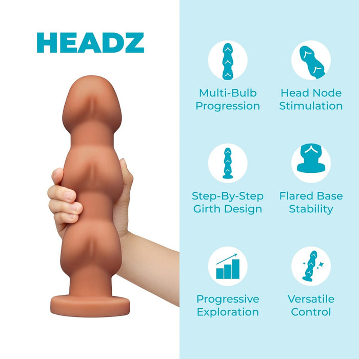 b-Vibe Headz 10.5 in. Multi-Bulb Dildo with Flared Base