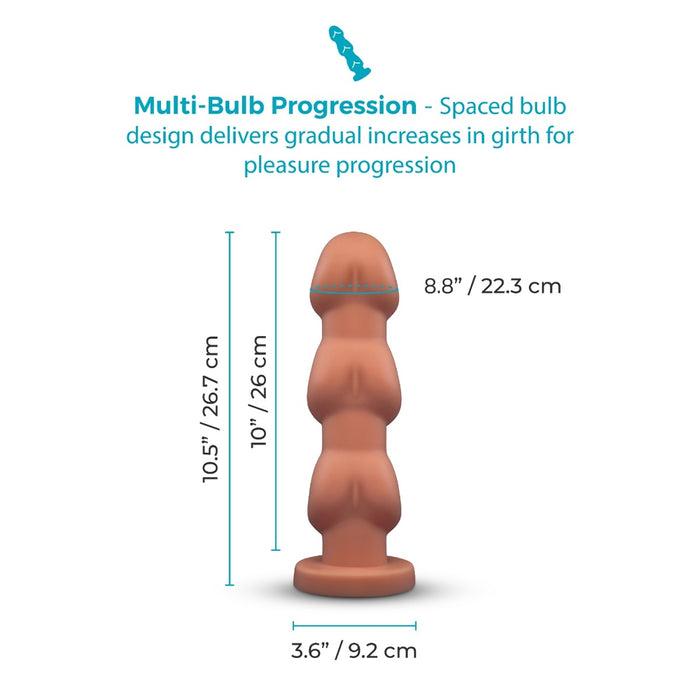 b-Vibe Headz 10.5 in. Multi-Bulb Dildo with Flared Base