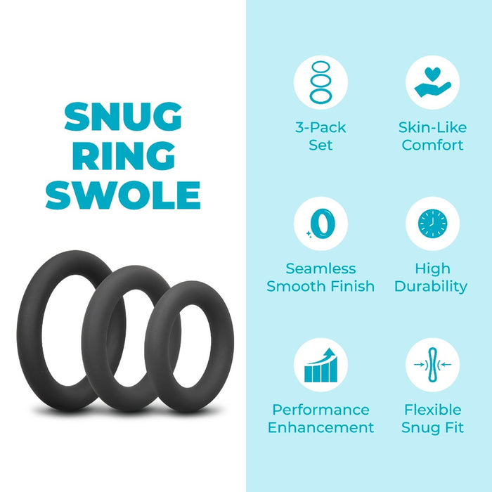 b-Vibe Snug Ring Swole 3-Pack Snug Fit Thick Silicone C-Ring