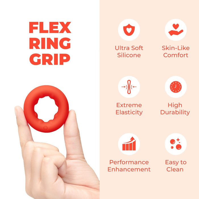 b-Vibe Flex Ring Grip Ultra Soft Silicone C-Ring Red