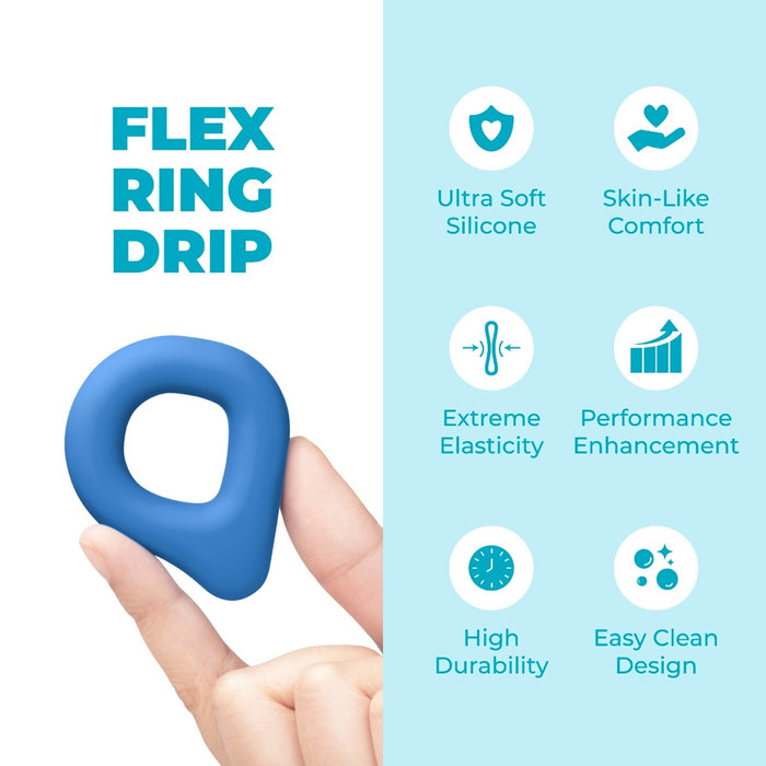 b-Vibe Flex Ring Drip Silicone C-Ring Blue