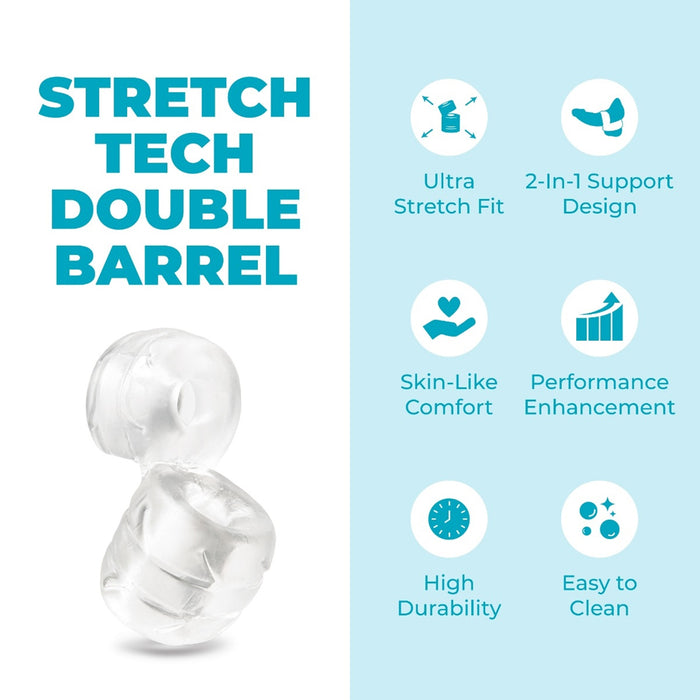 b-Vibe Strech-Tech Double Barrel Ultra Stretchy C-Ring & Ball Stretcher