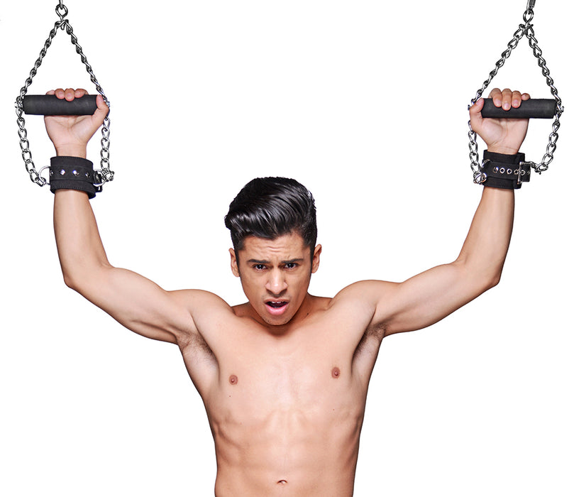 Strict Leather Fur Lined Nubuck Suspension Cuffs with Grip