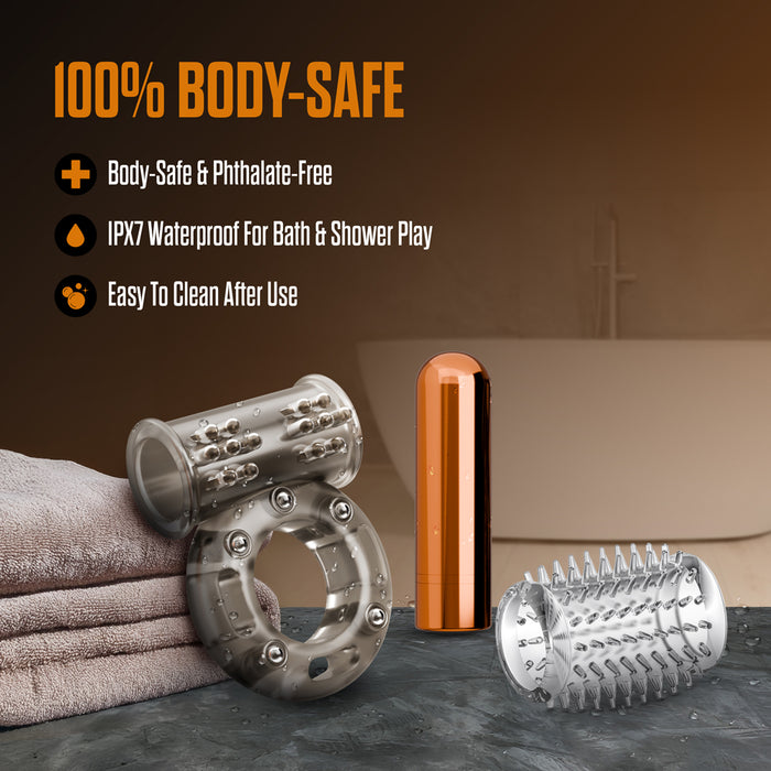 Stay Hard Vibrating Cock Ring Set with Sleeve 3