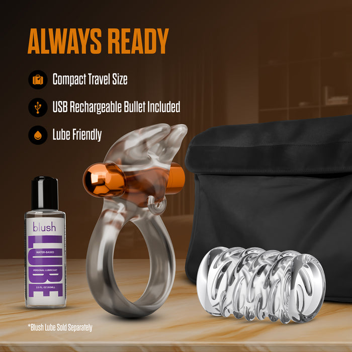 Stay Hard Vibrating Cock Ring Set with Sleeve 4