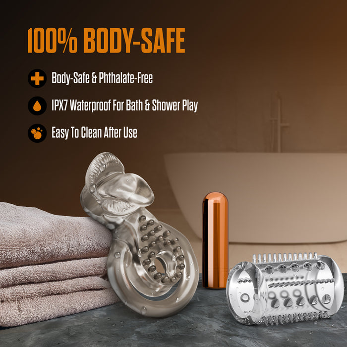 Stay Hard Vibrating Cock Ring Set with Sleeve 5