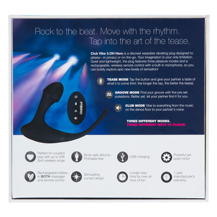 OhMiBod Club Vibe 3.0H Hero Plug Black
