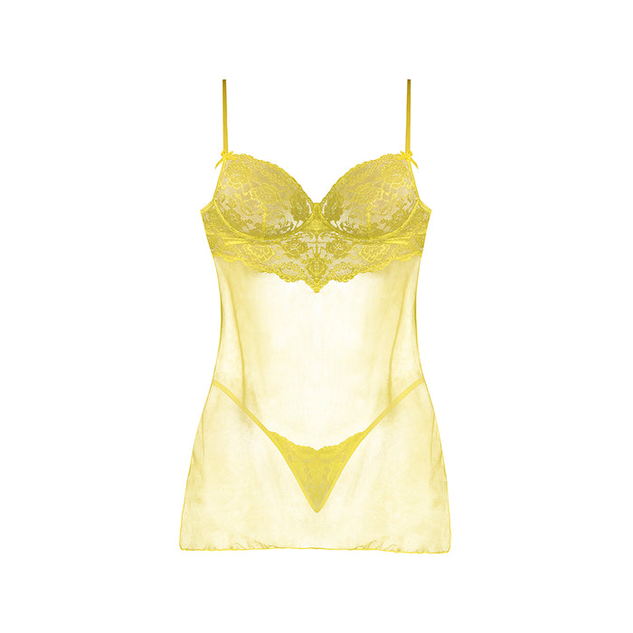Magic Silk Daffodil Dreams Babydoll & G-Set Yellow Queen Size
