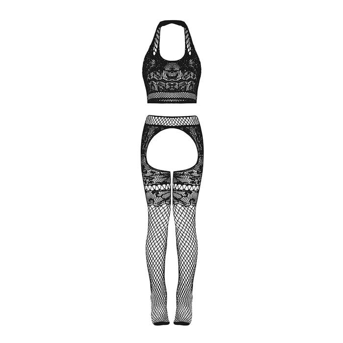 Magic Silk Seamless Cami & Gartered Thigh High Black O/S