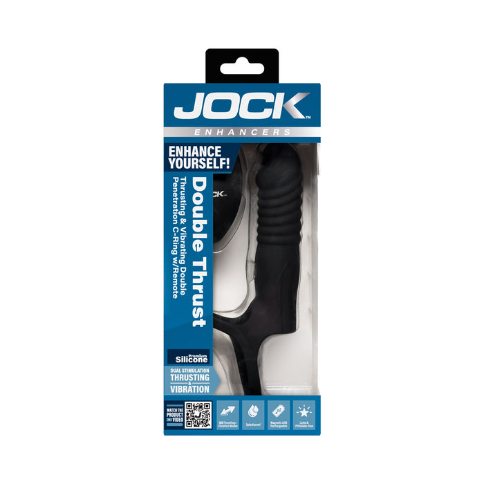 JOCK Enhancers Double Thrust Thrusting & Vibrating Double Penetration C-Ring w/ Remote