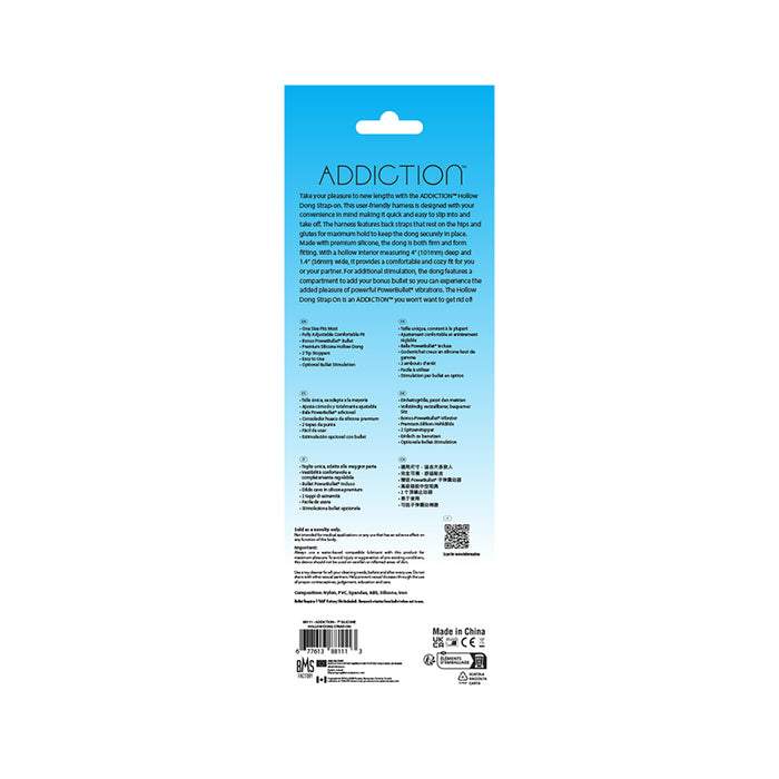 Addiction 7 in. Silicone Hollow Dong Strap-On Beige