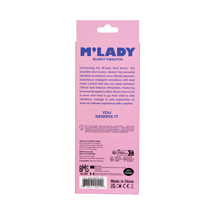 M'Lady Bunny Vibrator 6 in. Blue