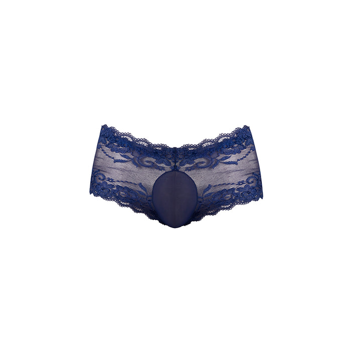 Male Power Sassy Lace Mini Short Sheer Pouch Navy S