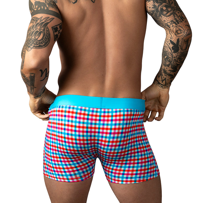 Male Power So Cumfy Gingham Boxer Brief Turquoise M