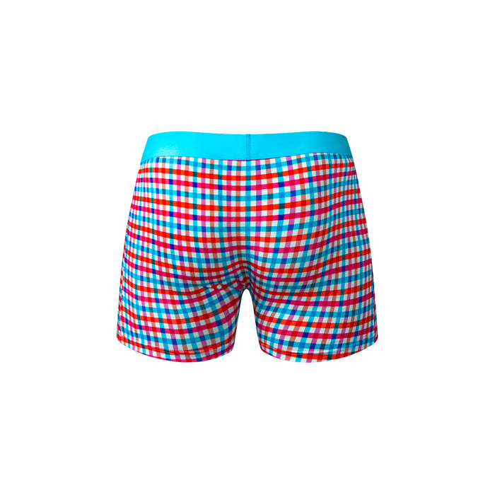 Male Power So Cumfy Gingham Boxer Brief Turquoise XL