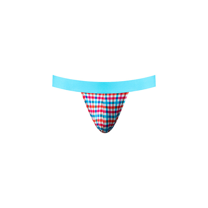 Male Power So Cumfy Gingham Jock Turquoise S/M