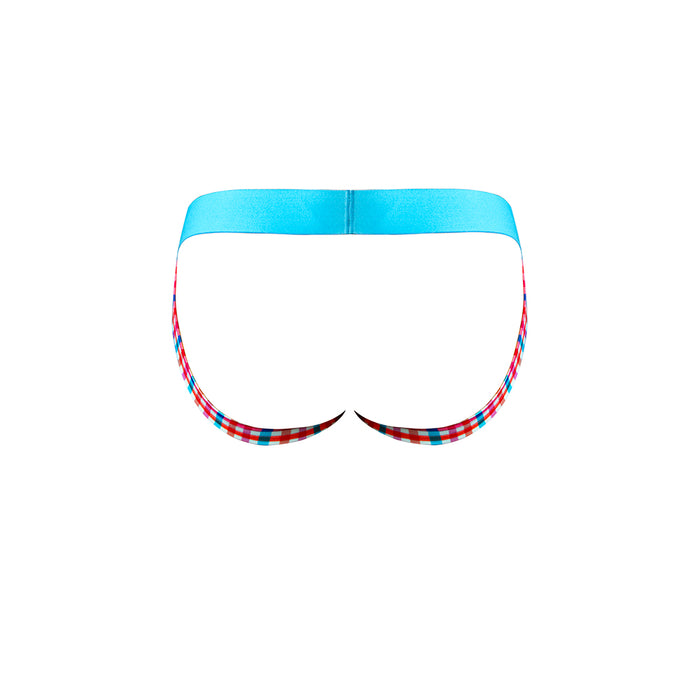 Male Power So Cumfy Gingham Jock Turquoise L/XL