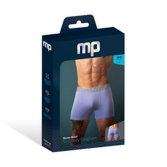 Male Power So Cumfy Gingham Boxer Brief Purple M