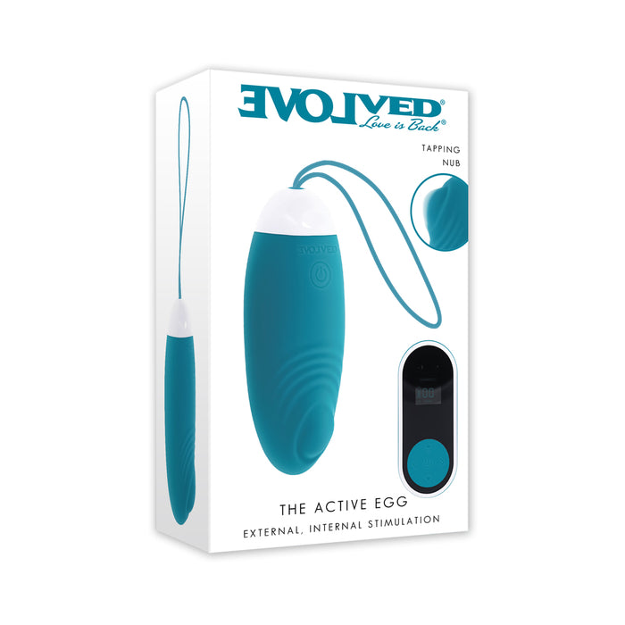 Evolved The Active Egg Remote Tapping Vibrating Textured Egg Teal