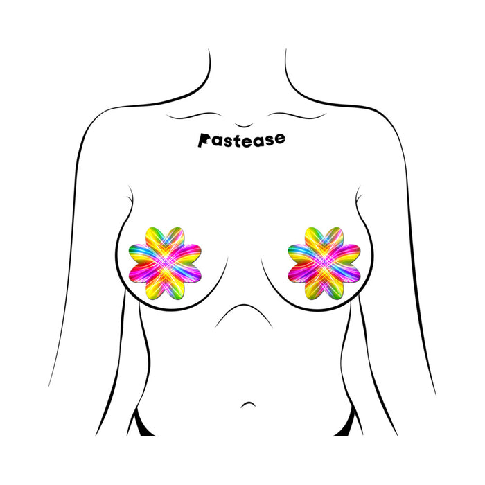 Pastease Electric Rainbow Fractal Laser Petal Breast Pasties