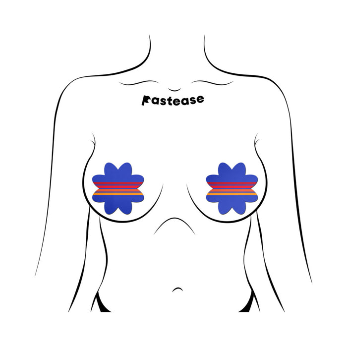 Pastease Vibrant Retro Stripes on Blue Petal Breast Pasties