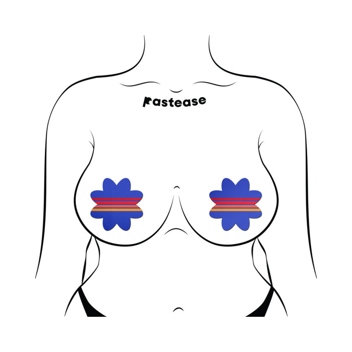 Pastease Vibrant Retro Stripes on Blue Petal Breast Pasties