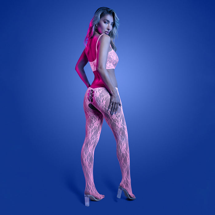 Fantasy Lingerie Glow Equilibrium Glow-in-the-Dark Crotchless Bodystocking O/S