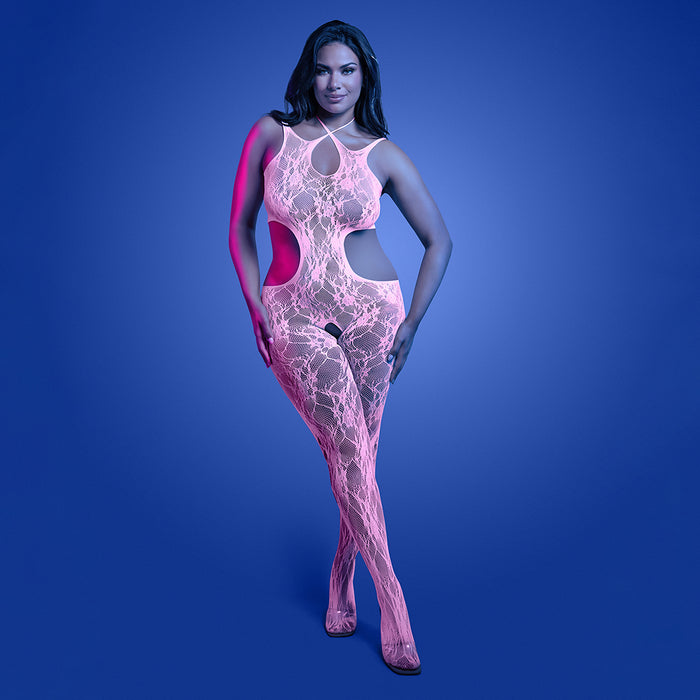 Fantasy Lingerie Glow Equilibrium Glow-in-the-Dark Crotchless Bodystocking Queen Size