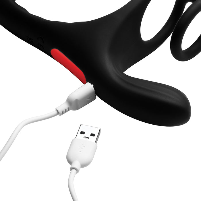JOCK Enhancers Triple Rush Vibrating C-Ring&Anal Plug w/ Remote