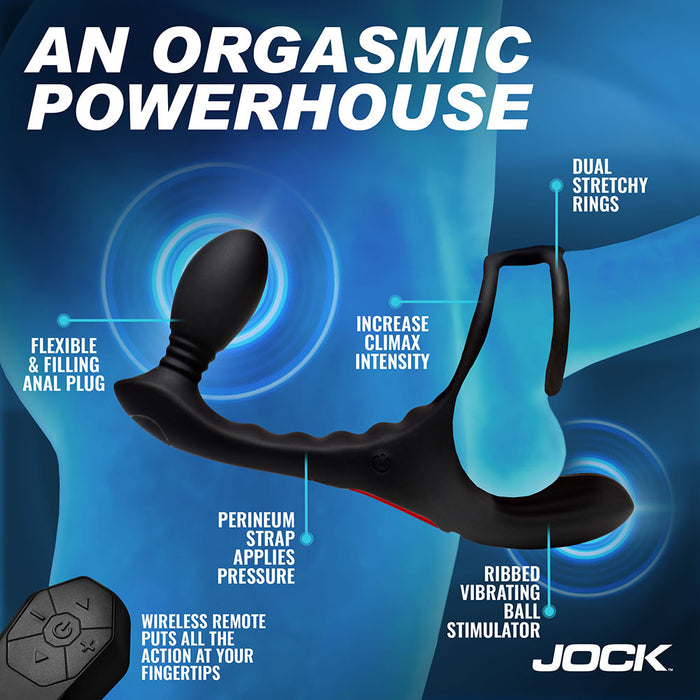 JOCK Enhancers Triple Rush Vibrating C-Ring&Anal Plug w/ Remote