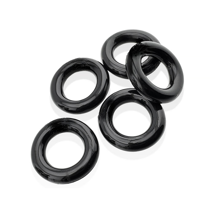 Hunkyjunk Jacker 5-Stack Five-Pack Tube Super-Strong Cockrings Black