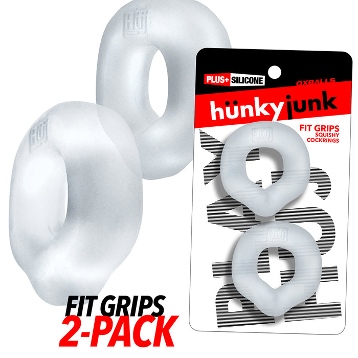 Hunkyjunk Fit Grips 2-Pack Ergo-Fit Cockrings Clear/Clear