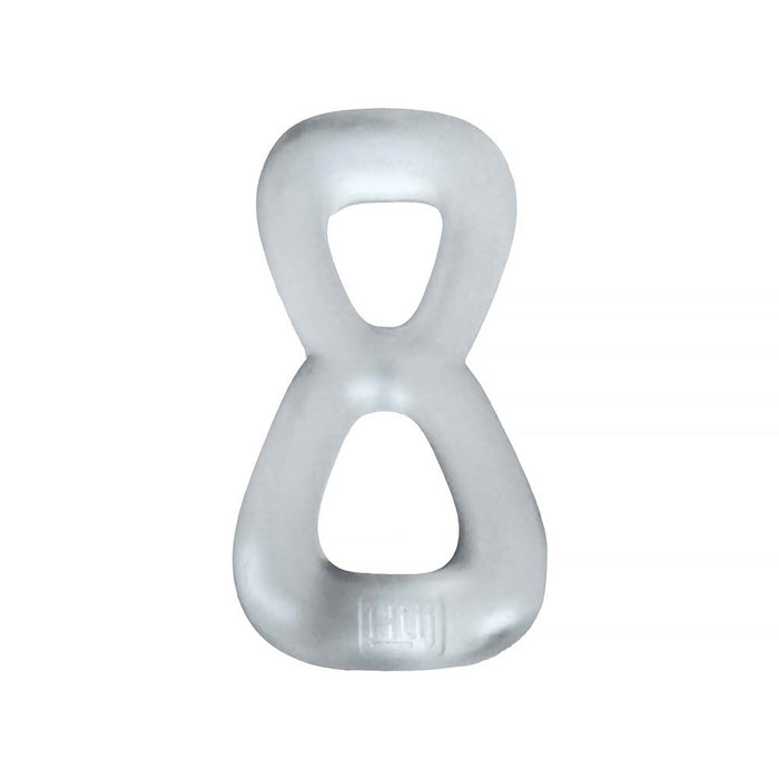 Hunkyjunk Boomerang Double-Ring Cockring & Nut-Tugger Clear Steam