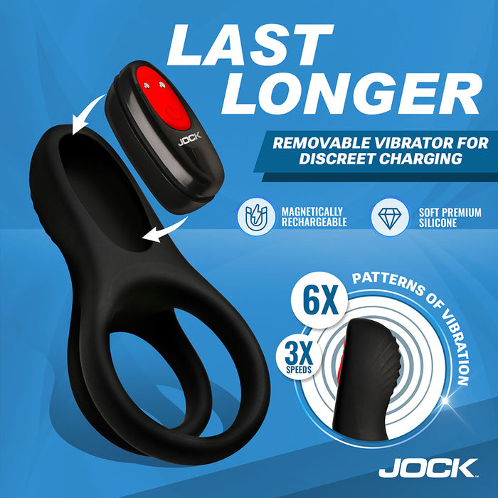 JOCK Enhancers Hard-On Vibrating Silicone C-Ring w /Clit Stim