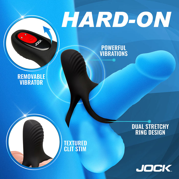 JOCK Enhancers Hard-On Vibrating Silicone C-Ring w /Clit Stim