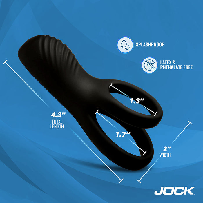 JOCK Enhancers Hard-On Vibrating Silicone C-Ring w /Clit Stim
