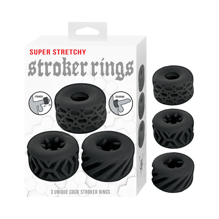 Super Stretchy Stroker Rings 3 Pack Black
