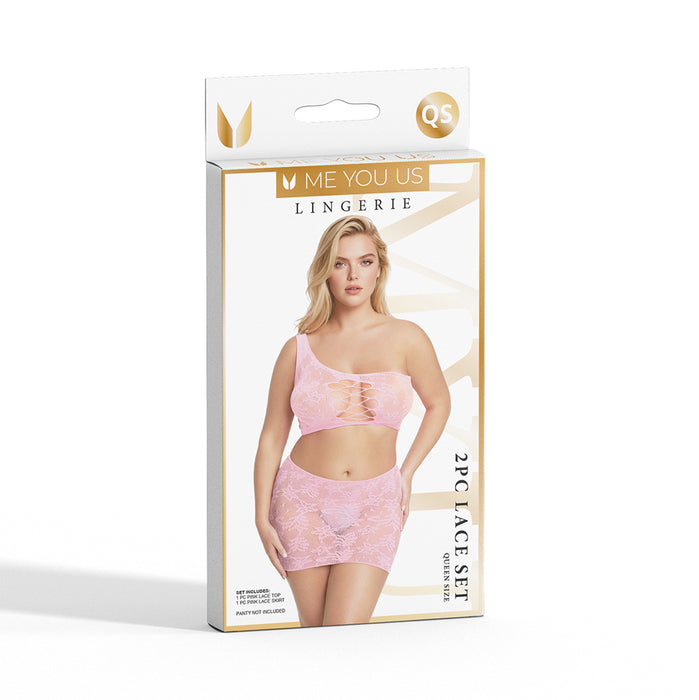 Me You Us Lace 2-Piece Set Pink Queen Size