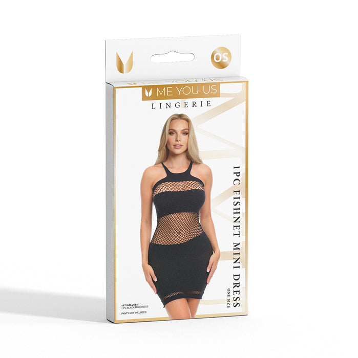 Me You Us Fishnet Mini Dress Black O/S