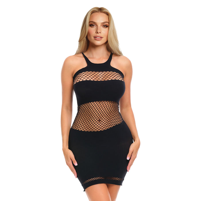 Me You Us Fishnet Mini Dress Black O/S